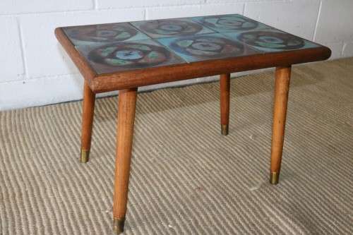 A gorgeous vintage Oak "California Mission" table with a *tile top* and lovely brass embellishments