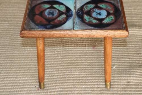 A gorgeous vintage Oak "California Mission" table with a *tile top* and lovely brass embellishments