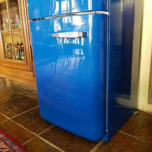 An incredible Royal Blue SMEG 304L fridge-freezer combo "50's Retro Style Aesthetic" look