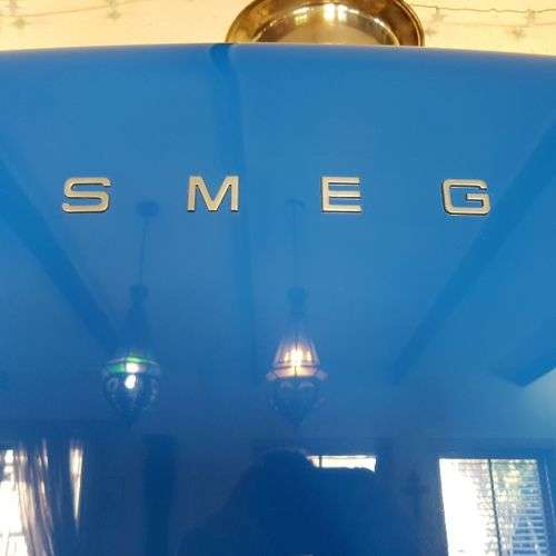 An incredible Royal Blue SMEG 304L fridge-freezer combo "50's Retro Style Aesthetic" look
