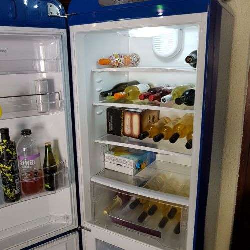 An incredible Royal Blue SMEG 304L fridge-freezer combo "50's Retro Style Aesthetic" look