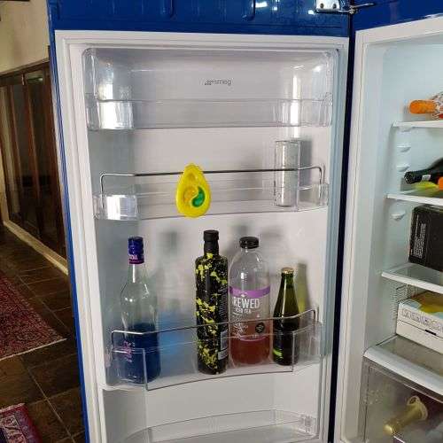 An incredible Royal Blue SMEG 304L fridge-freezer combo "50's Retro Style Aesthetic" look