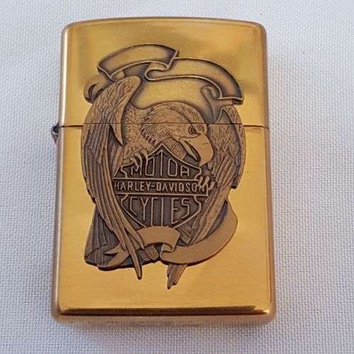 A stunning c1994 Zippo "Barrett Smythe" limited edition "Harley Davidson" Eagle brass lighter