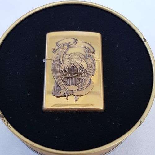 A stunning c1994 Zippo "Barrett Smythe" limited edition "Harley Davidson" Eagle brass lighter