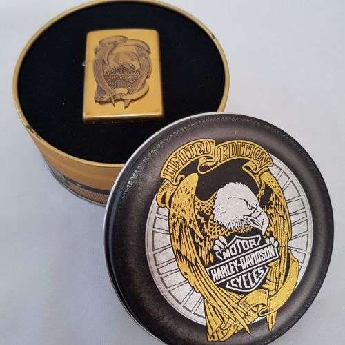 A stunning c1994 Zippo "Barrett Smythe" limited edition "Harley Davidson" Eagle brass lighter