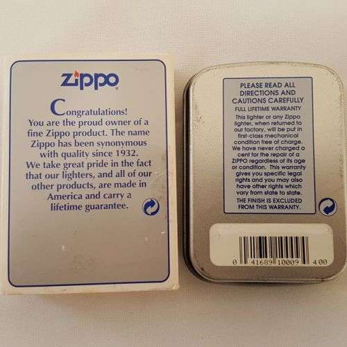 An amazing chromed (pre-1994) Republic of South Africa flag Zippo lighter in its box = UNUSED!!