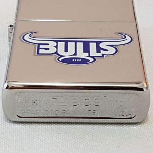 **RS17** An amazing authentic Zippo "South African Rugby" BULLS brushed chrome lighter