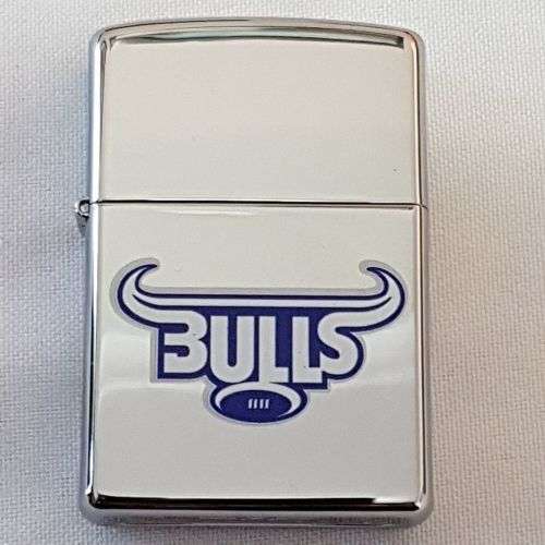 **RS17** An amazing authentic Zippo "South African Rugby" BULLS brushed chrome lighter