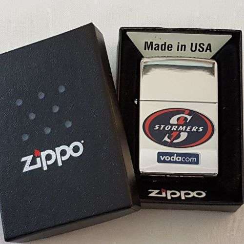 **RS17** Magnificent authentic Zippo South African Rugby" STORMERS brushed chrome lighter
