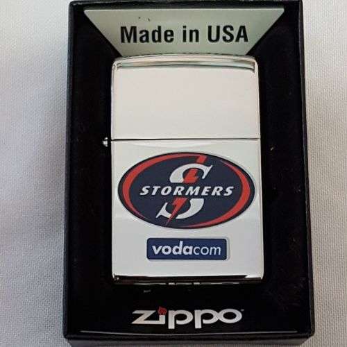 **RS17** Magnificent authentic Zippo South African Rugby" STORMERS brushed chrome lighter