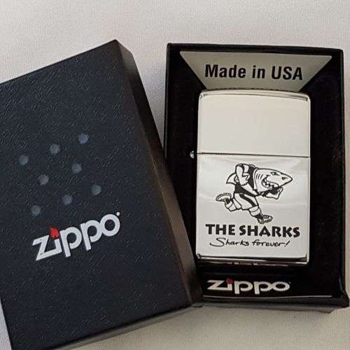 A fantastic authentic Zippo "South African Rugby" THE SHARKS brushed chrome lighter - awesome!