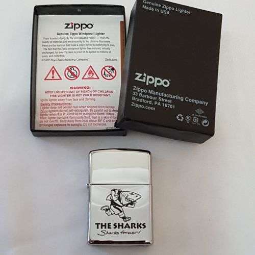 A fantastic authentic Zippo "South African Rugby" THE SHARKS brushed chrome lighter - awesome!