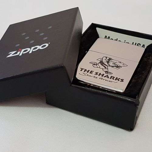 A fantastic authentic Zippo "South African Rugby" THE SHARKS brushed chrome lighter - awesome!