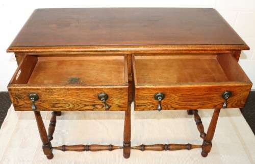 A superb Victorian (c1890) antique Honeyed-Oak double-drawer hall table in stunning condition - WOW!