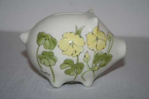 A superb original mid-century signed Ernestine Salerno hand painted Italian porcelain Piggy bank