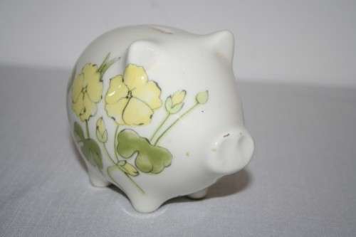 A superb original mid-century signed Ernestine Salerno hand painted Italian porcelain Piggy bank