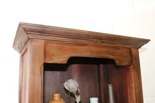 An incredible tall wooden bookcase with three spacious shelves and a bottom drawer - stunning!!