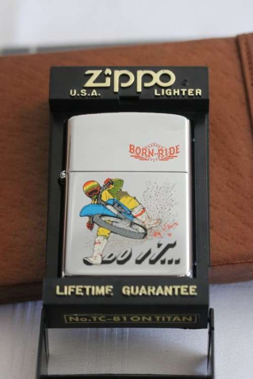 An incredible c1992 original Zippo limited edition "Born to Ride" UNUSED chrome lighter