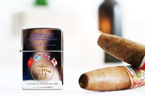 An excellent c1995 original Zippo limited edition "Victory in Europe" UNUSED chrome lighter