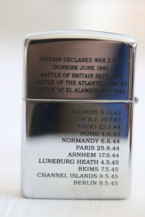 An excellent c1995 original Zippo limited edition "Victory in Europe" UNUSED chrome lighter