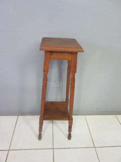 A superb vintage tall Oak double planter stand - perfect for a vase with flowers on a patio!!