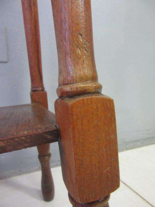 A superb vintage tall Oak double planter stand - perfect for a vase with flowers on a patio!!