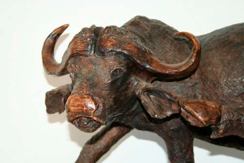 An awesome and very detailed large hand-carved African Buffalo carving in wonderful condition