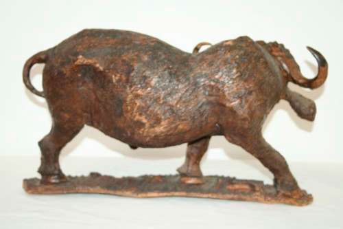 An awesome and very detailed large hand-carved African Buffalo carving in wonderful condition