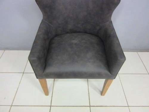 **RS17_Clearance** Upholstered low-wingback occasional chair is a modern stylish quality grey fabric
