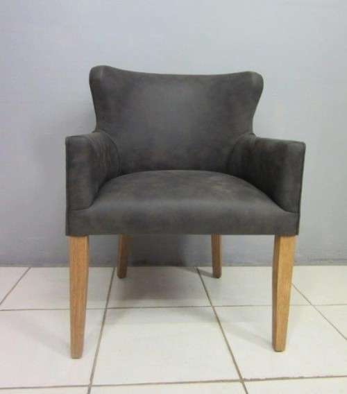 **RS17_Clearance** Upholstered low-wingback occasional chair is a modern stylish quality grey fabric