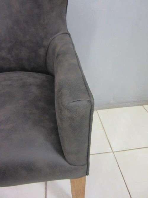 **RS17_Clearance** Upholstered low-wingback occasional chair is a modern stylish quality grey fabric