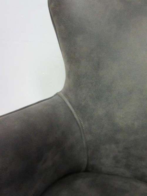 **RS17_Clearance** Upholstered low-wingback occasional chair is a modern stylish quality grey fabric