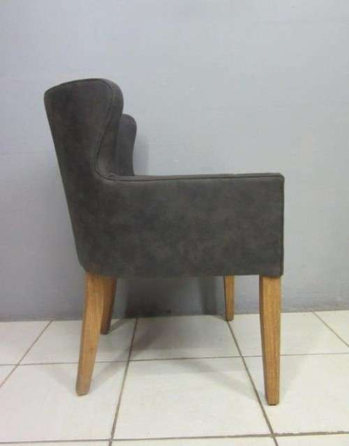 **RS17_Clearance** Upholstered low-wingback occasional chair is a modern stylish quality grey fabric