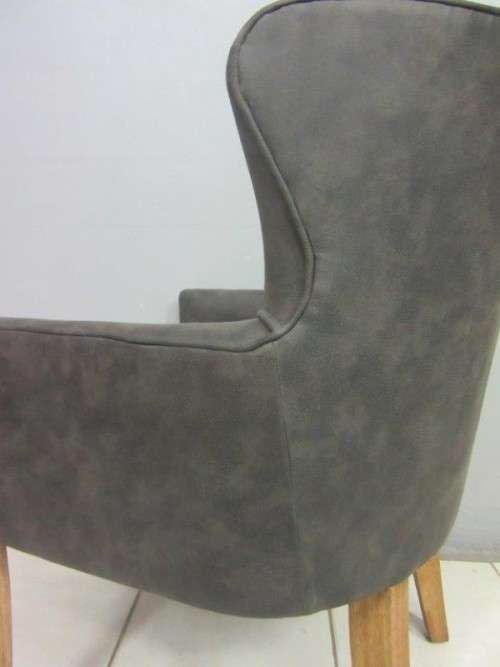**RS17_Clearance** Upholstered low-wingback occasional chair is a modern stylish quality grey fabric