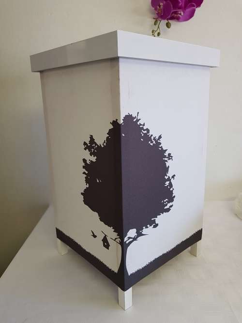 **RS17** Lovely wood & fabric luminary box/ candle holder w/ oriental look - stunning in a lounge