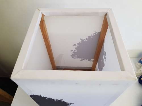 **RS17** Lovely wood & fabric luminary box/ candle holder w/ oriental look - stunning in a lounge