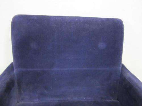 A beautiful vintage Retro "square" metal frame arm chair upholstered in a royal blue velvet fabric