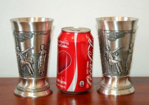 2x stunning and beautifully made ornate repousse original German made Frieling pewter cups- RS17Sale