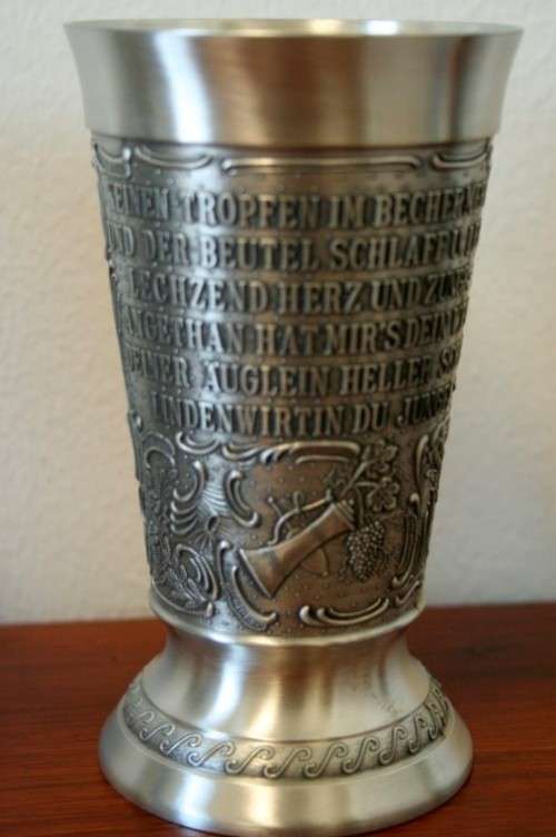 2x stunning and beautifully made ornate repousse original German made Frieling pewter cups- RS17Sale