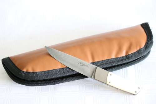 A magnificent handmade original Corrie Schoeman Ivory-handle knife with Damascus steel blade!!