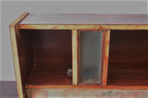 Incredible mid-century Scandinavian double pedestal headboard with lighting for restoration - AAA