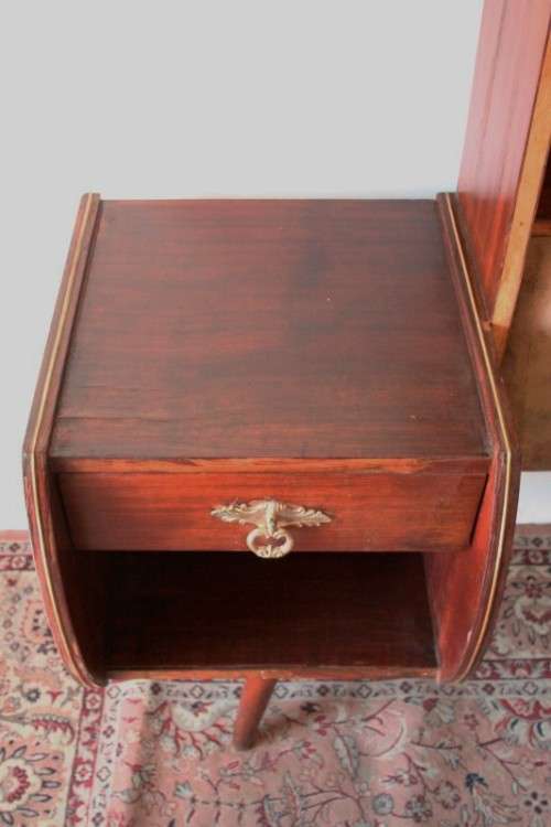 Incredible mid-century Scandinavian double pedestal headboard with lighting for restoration - AAA