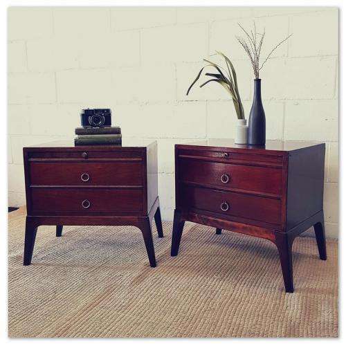Two wonderfully charming Retro 1970's bedside pedestals a low design and two spacious drawers each!!
