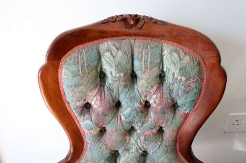 Wow! Magnificent pair of Victorian "king and queen" hand carved chairs with deep button detailing!