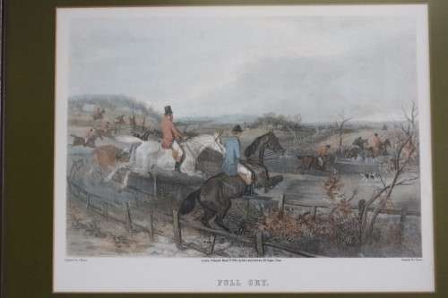 A wonderful framed vintage "British Hunting Scene" print titled "Full Cry" by WJ Shayer - RS17Sale