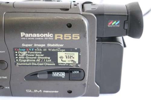 A Panasonic NV-R55 VHS movie camera with battery, charger and one cassette - in working condition!