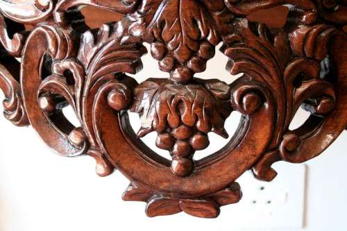 A spectacular antique Victorian half moon occasional/ hallway table with a marble inlay.