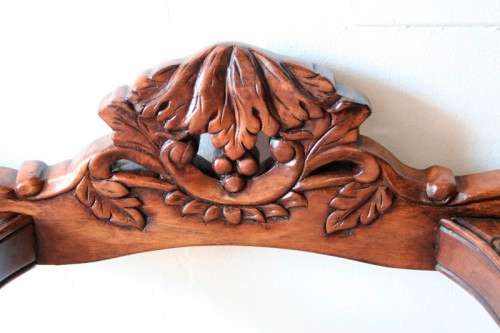 A spectacular antique Victorian half moon occasional/ hallway table with a marble inlay.