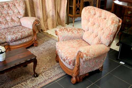 A gorgeous "Baroque Rococo" styled upholstered lounge suite with incredible carved detailing