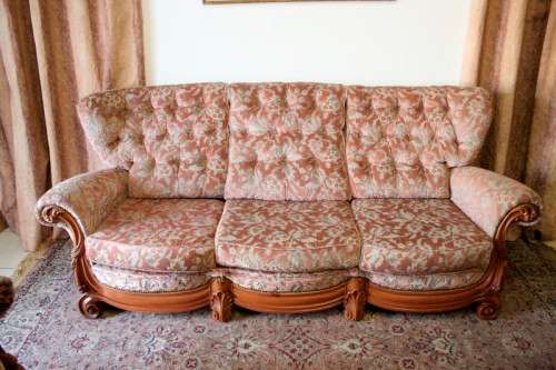A gorgeous "Baroque Rococo" styled upholstered lounge suite with incredible carved detailing